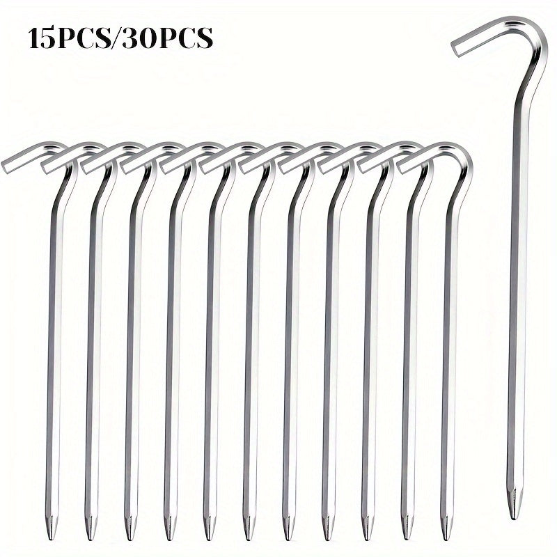 Aluminum Alloy Tent Ground Nails Wind Rope Fixed Stakes - 15pcs/30pcs