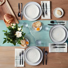 Aqua Marble Texture Linen Table Runner 33x182 cm
