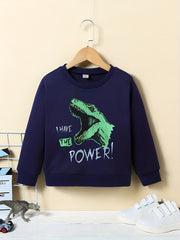Dino Pattern Kid's Sweatshirt I HAVE THE POWER Top