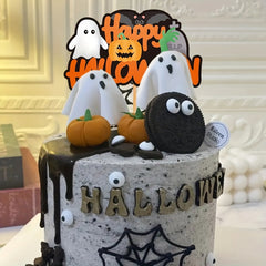 9pcs Halloween Cake Decorations Ghost Skeleton Funny Insert Paper Tray