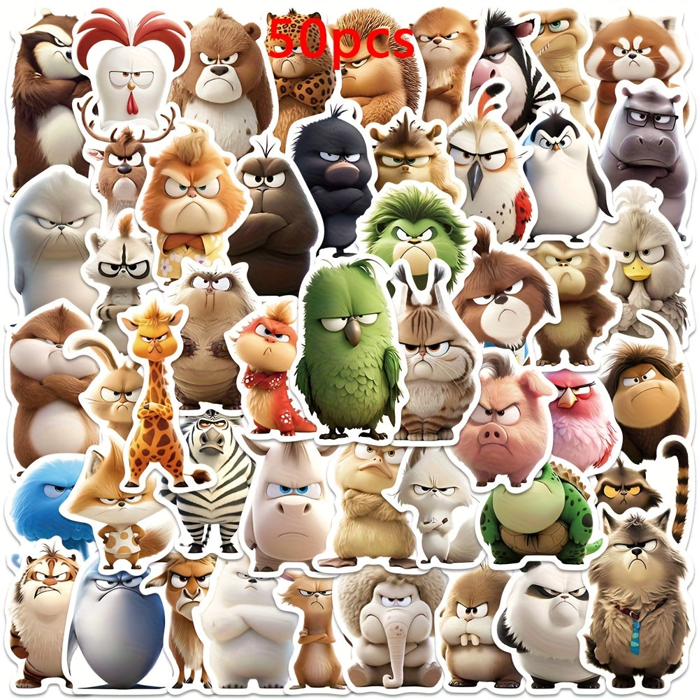 50pcs Angry Animal Stickers for DIY Crafts Christmas Books Suitcases