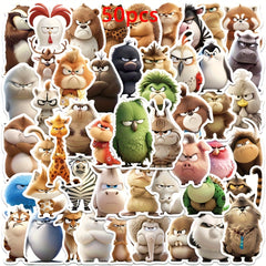 50pcs Angry Animal Stickers for DIY Crafts Christmas Books Suitcases