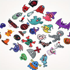 32pcs Halloween Ghost Pumpkin Skull Embroidery Cloth Stickers