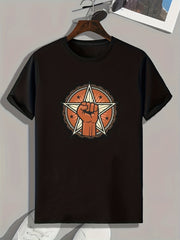 Fist & Star Print Comfy Sports T-shirt for Men