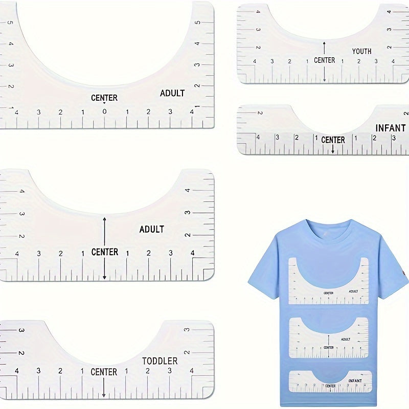 5pcs T-shirt Alignment Guide Tool Transparent Circular Ruler Centered Soft