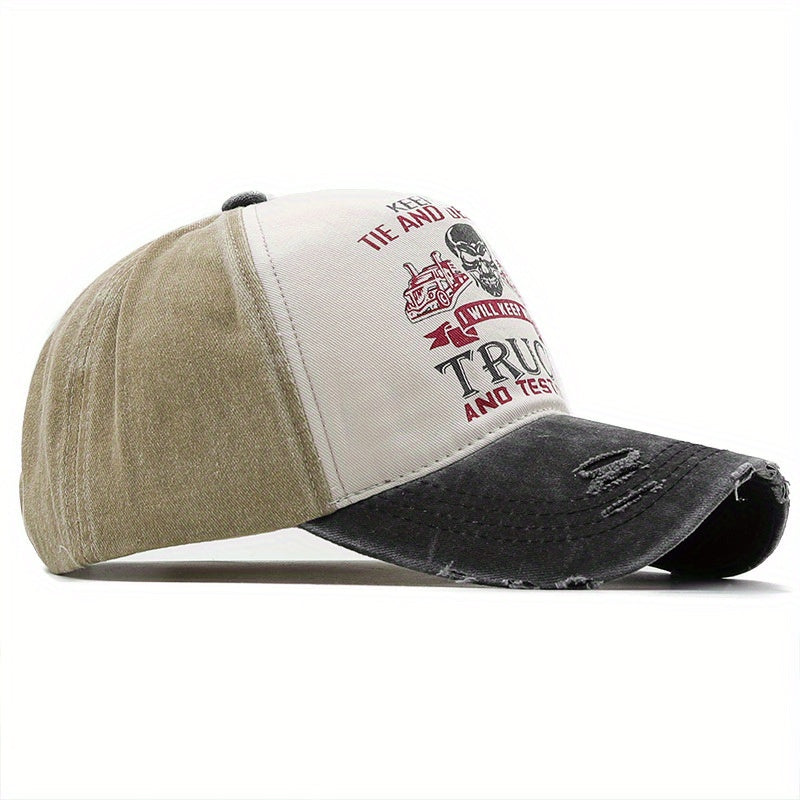 Distressed Denim Baseball Cap Washed Hat