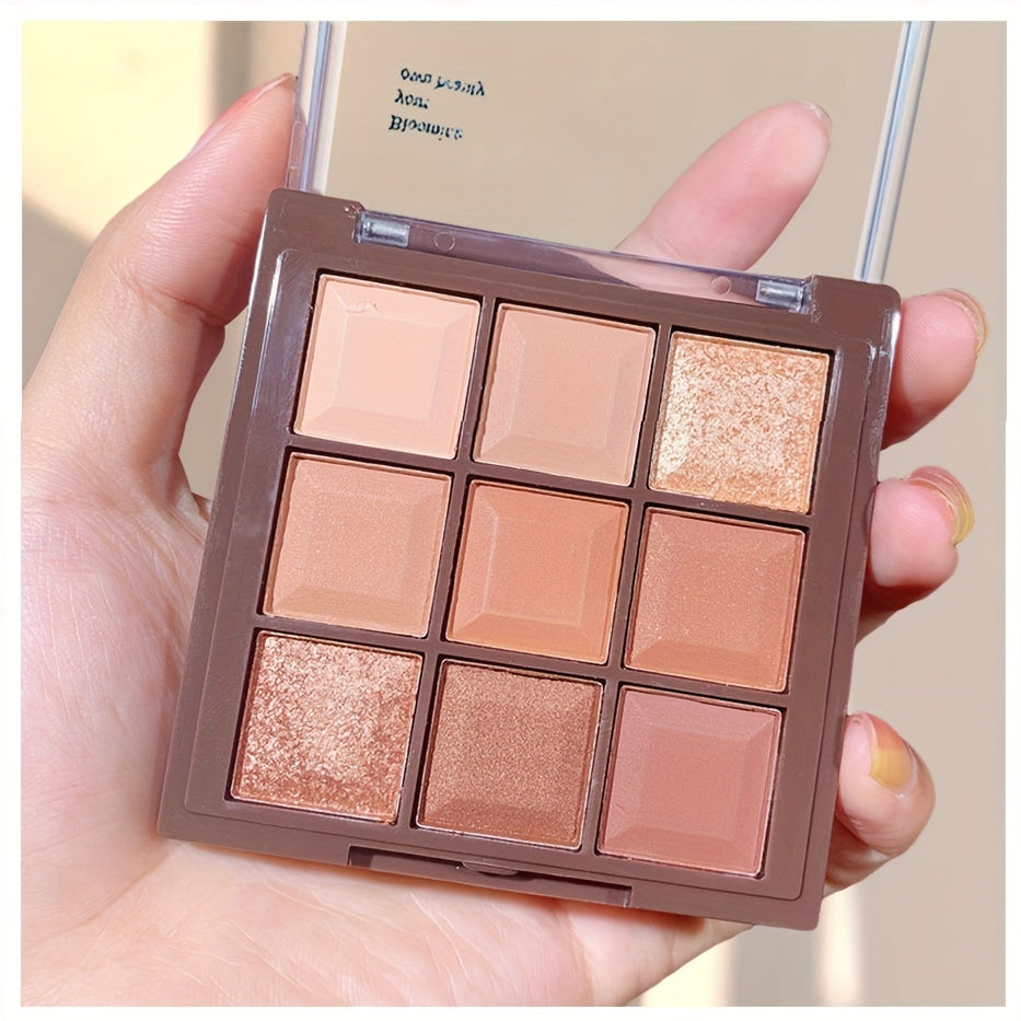 9-Color Shimmer Eyeshadow Palette, Natural Ingredients, Long Lasting Makeup