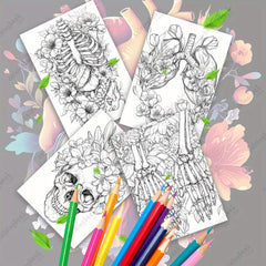 Botanical Anatomy Coloring Book for Adults Floral Heart Designs