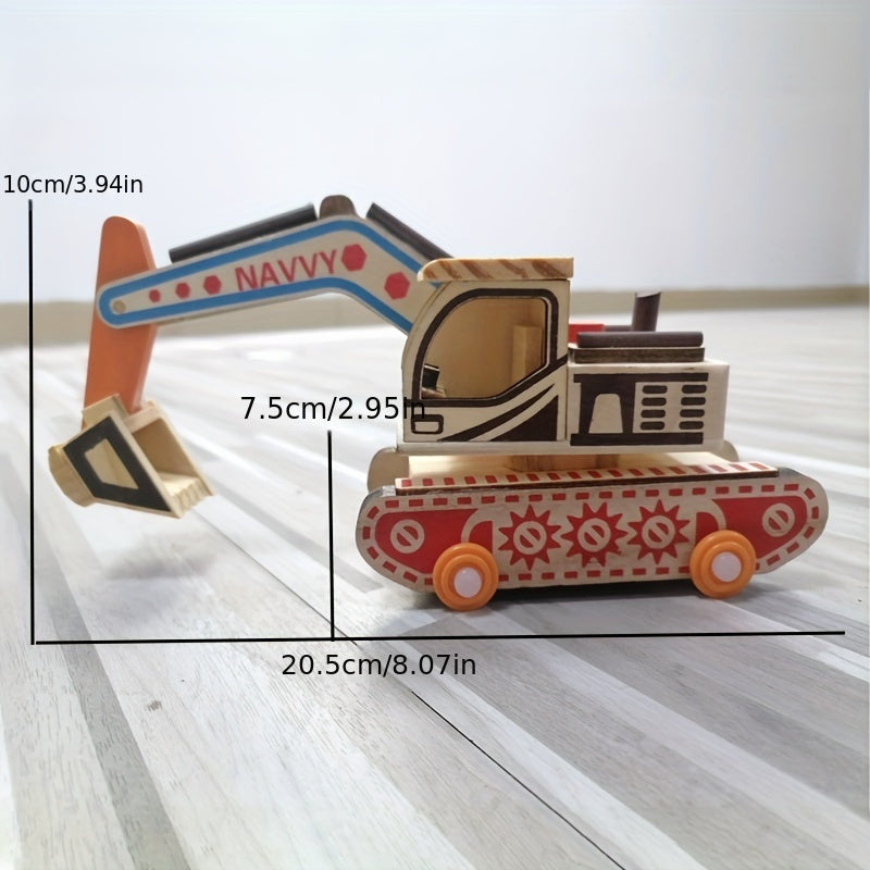 Wooden Mini Colorful Digging Machine Home Decoration Travel Crafts Wooden Toys
