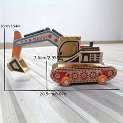 Wooden Mini Colorful Digging Machine Home Decoration Travel Crafts Wooden Toys
