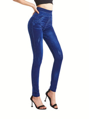 Butterfly & Denim Print High Rise Leggings