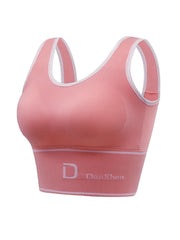 4pcs Letter Print Sports Bras Shockproof Push Up Bra Women's Lingerie
