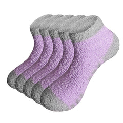 5 Pairs Colorblock Plush Ankle Socks Soft & Comfy Women's Stockings