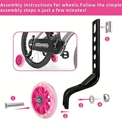 1PC Bike Training Wheels w/ Silent Flash & Adjustable Stabilizer Kit