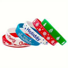 6pcs Christmas Pattern Wristband Silicone Bracelet Santa Claus Bracelet