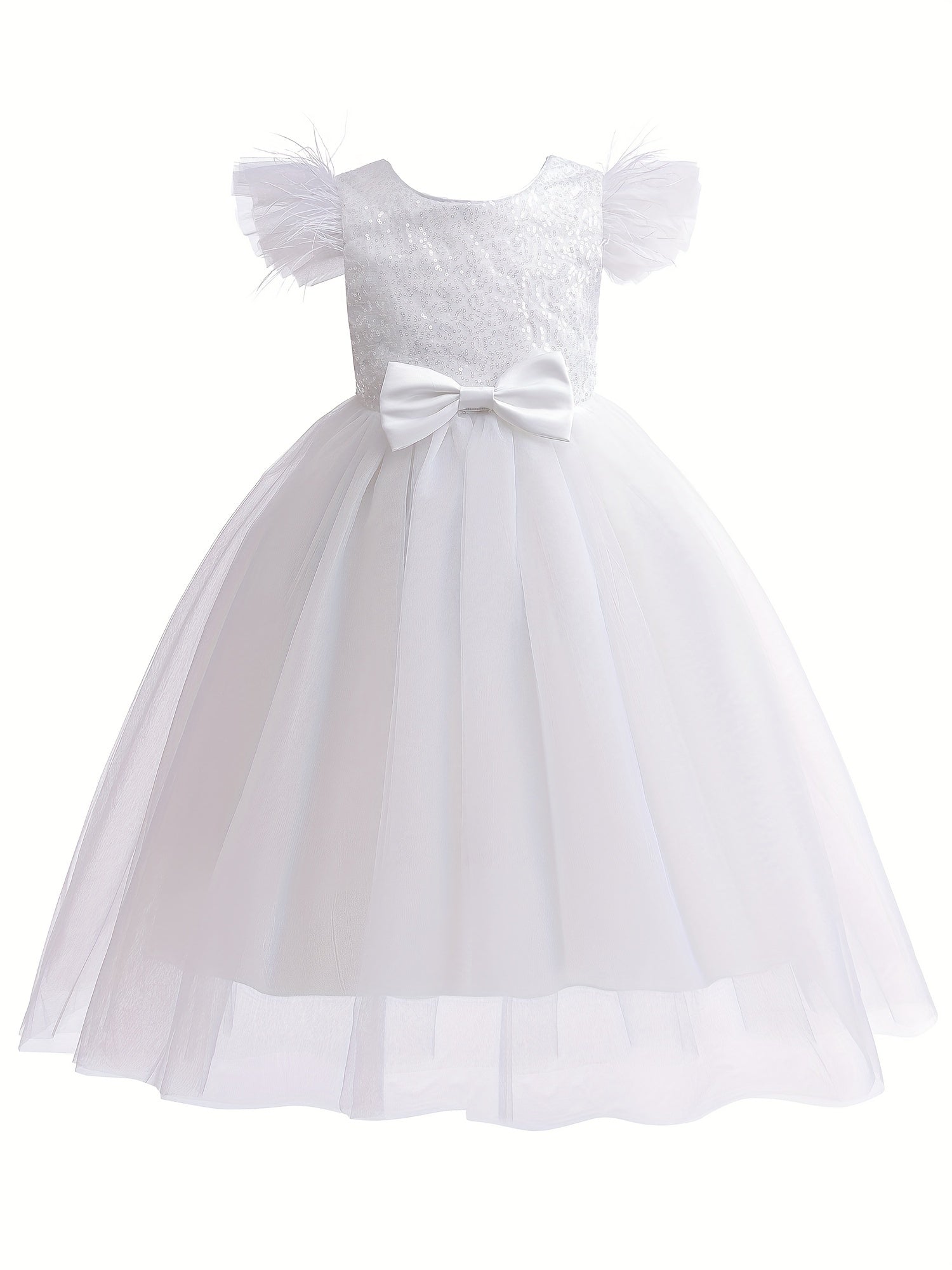 Sequin Short Sleeve Princess Dress With Tulle for Girls