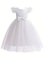 Sequin Short Sleeve Princess Dress With Tulle for Girls