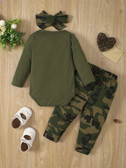 Baby Girls Romper Top & Camouflage Trousers DADDY'SGIRL Print