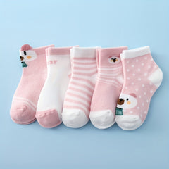 5 Pairs of Cute Bear Socks for Spring & Summer