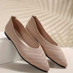Women's Knit Pointed Toe Ballet Flats Soft Sole Slip On Shoes