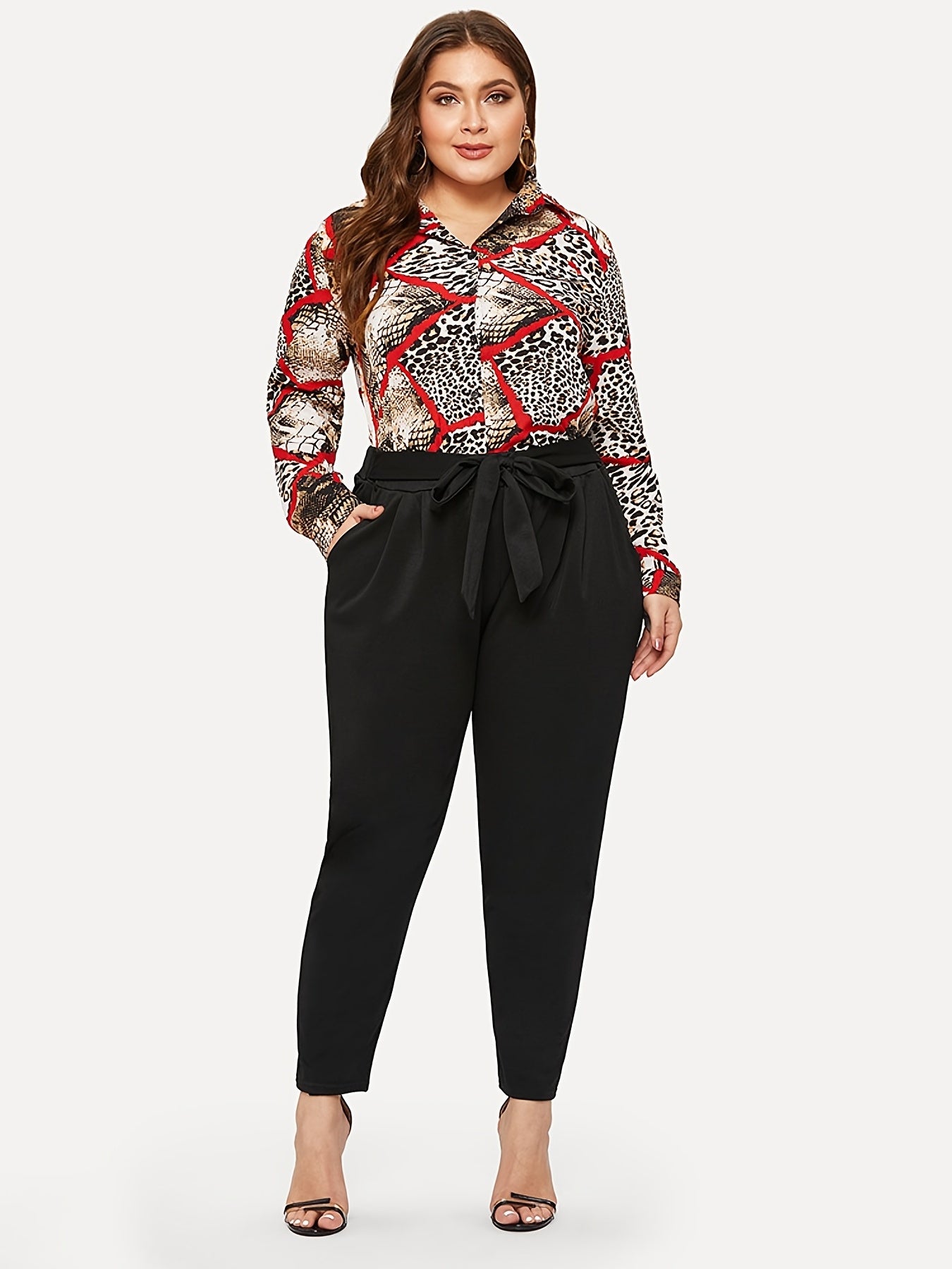 High Rise Skinny Pants Workwear With Belt
