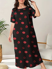 Kiss Print Short Sleeve Nightdress