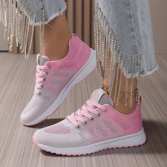 Breathable Women's Running Shoes Lace-up Knit Comfort Sneakers