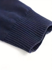 Men's Leaf & Letter Print Knitted Sweater Stretch Long Sleeve Top