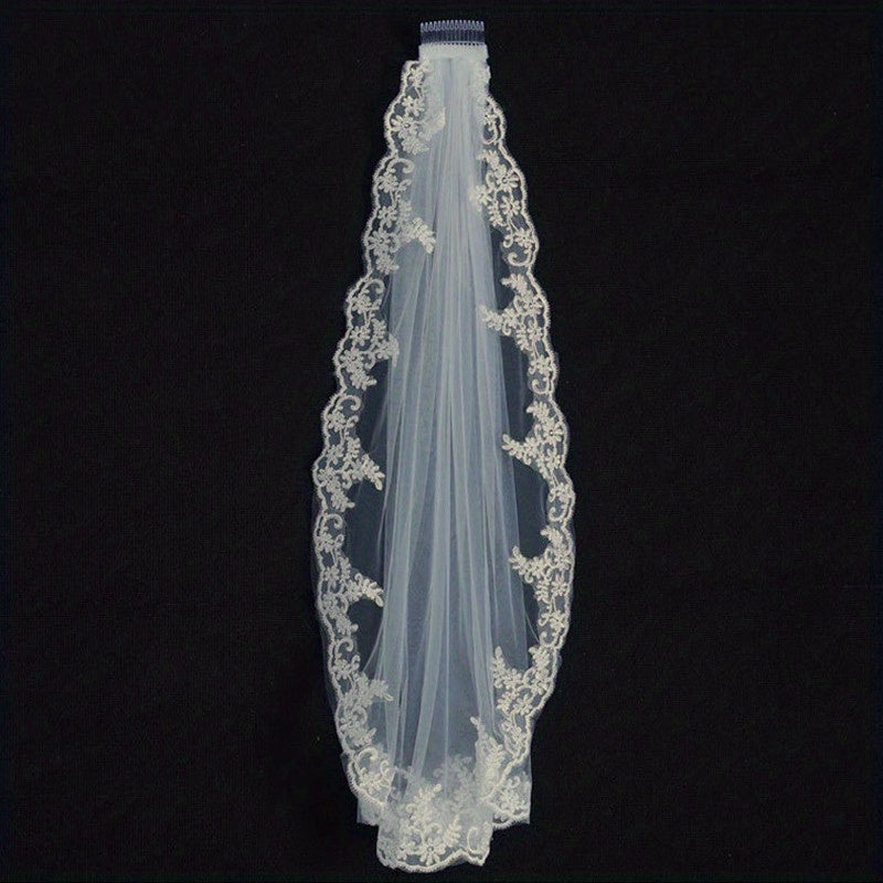 Lace Edge Bridal Veil With Comb Wedding Hair Accessories