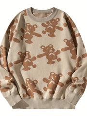 Men's Bear Pattern Pullover Sweater & Warm Couple Clothing