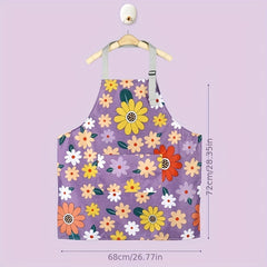 Stylish Flower Apron with Adjustable Halter for Chefs Gardeners Bakers