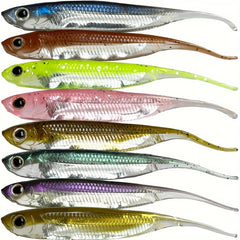 6pcs Soft Swimbaits Straight Tail Bass Fishing Rubber Minnow Lures