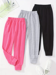 3pcs Girls' Elastic Waist Jogger Sweatpants