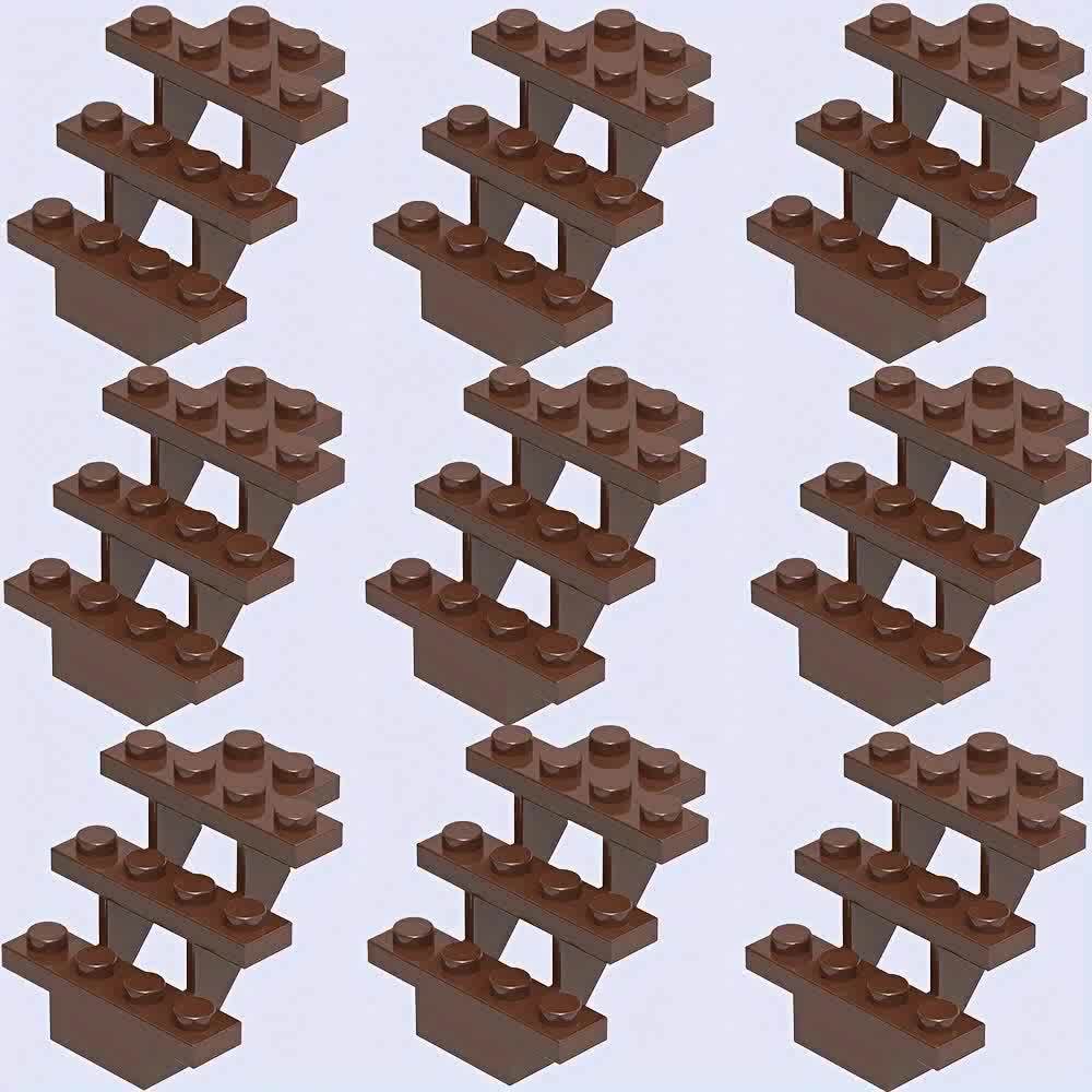 9pcs Building Block Set 4x4x3 House Staircase & Characters Mixed Colors ABS Toys