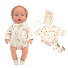 4pcs Doll Clothes Set Bodysuit 17-inch Reborn One, Various Colors