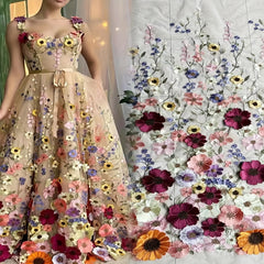 3D Flower Embroidery Lace DIY For Bridal Wedding Dress