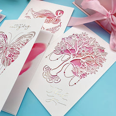 Romantic Hollow Out Greeting Card - Modern Paper Carve Blessing Message Card