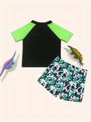 Toddler Boys Dinosaur Print Swimsuit Set Summer Clothes