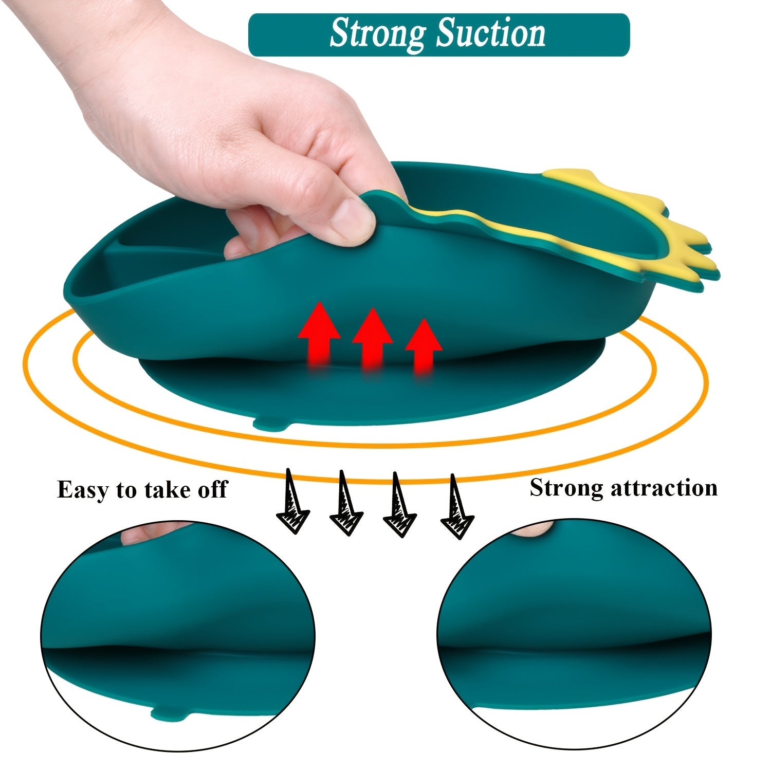 Silicone Toddler Plates Sets Suction Plates Spoon & Fork Set