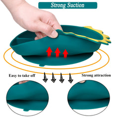 Silicone Toddler Plates Sets Suction Plates Spoon & Fork Set