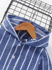 Boys Striped Hooded Shirt Summer Kids Clothes