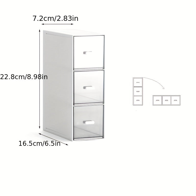 Plastic Storage Box Organizer with 3 Drawers for Coffee Tea Sug