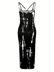 Sexy Dress Women's Plus Random Print Strappy Cut Out Cami Maxi Dress