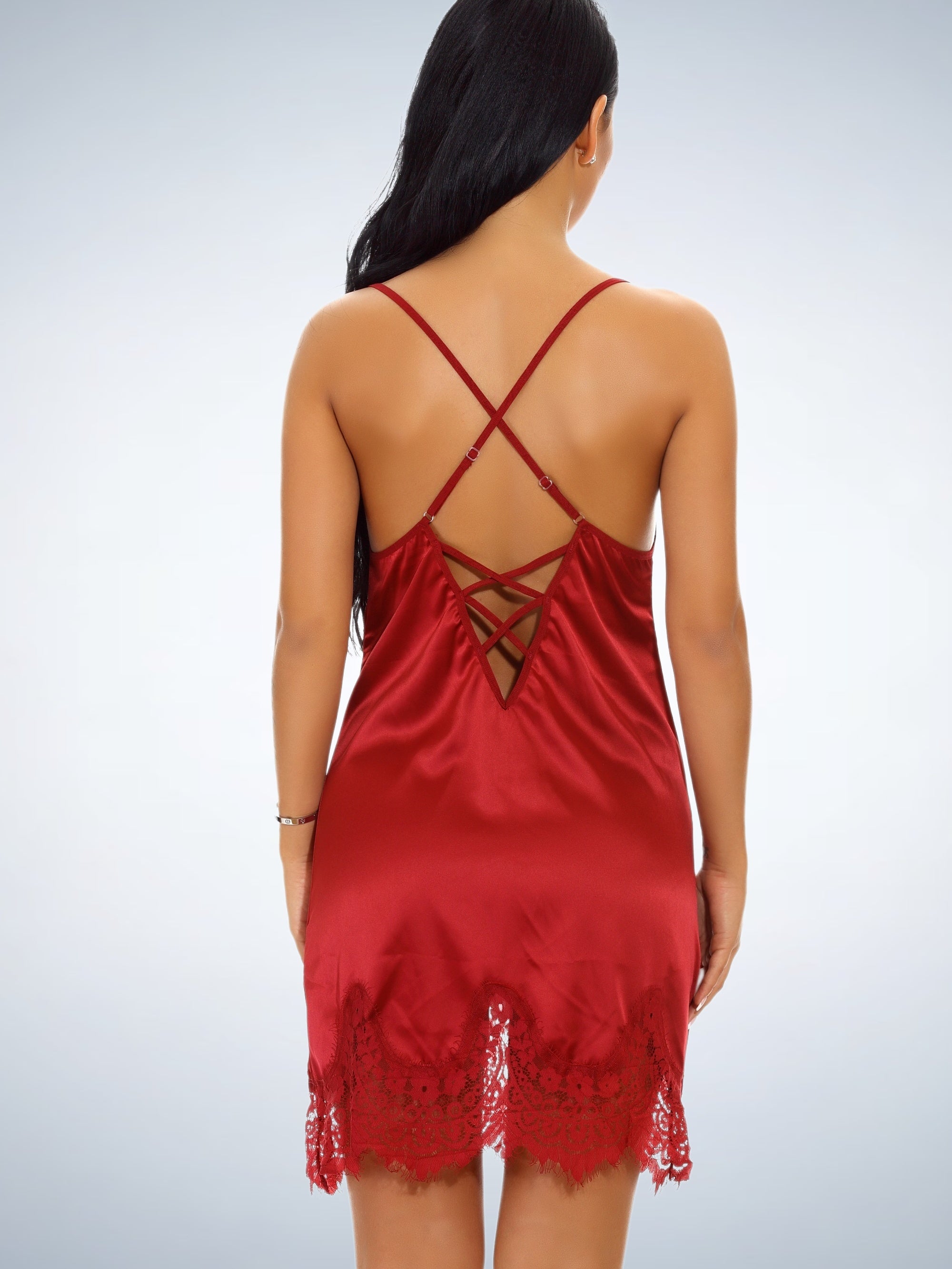 Sexy Lace Nightdress with Criss Cross Back Straps