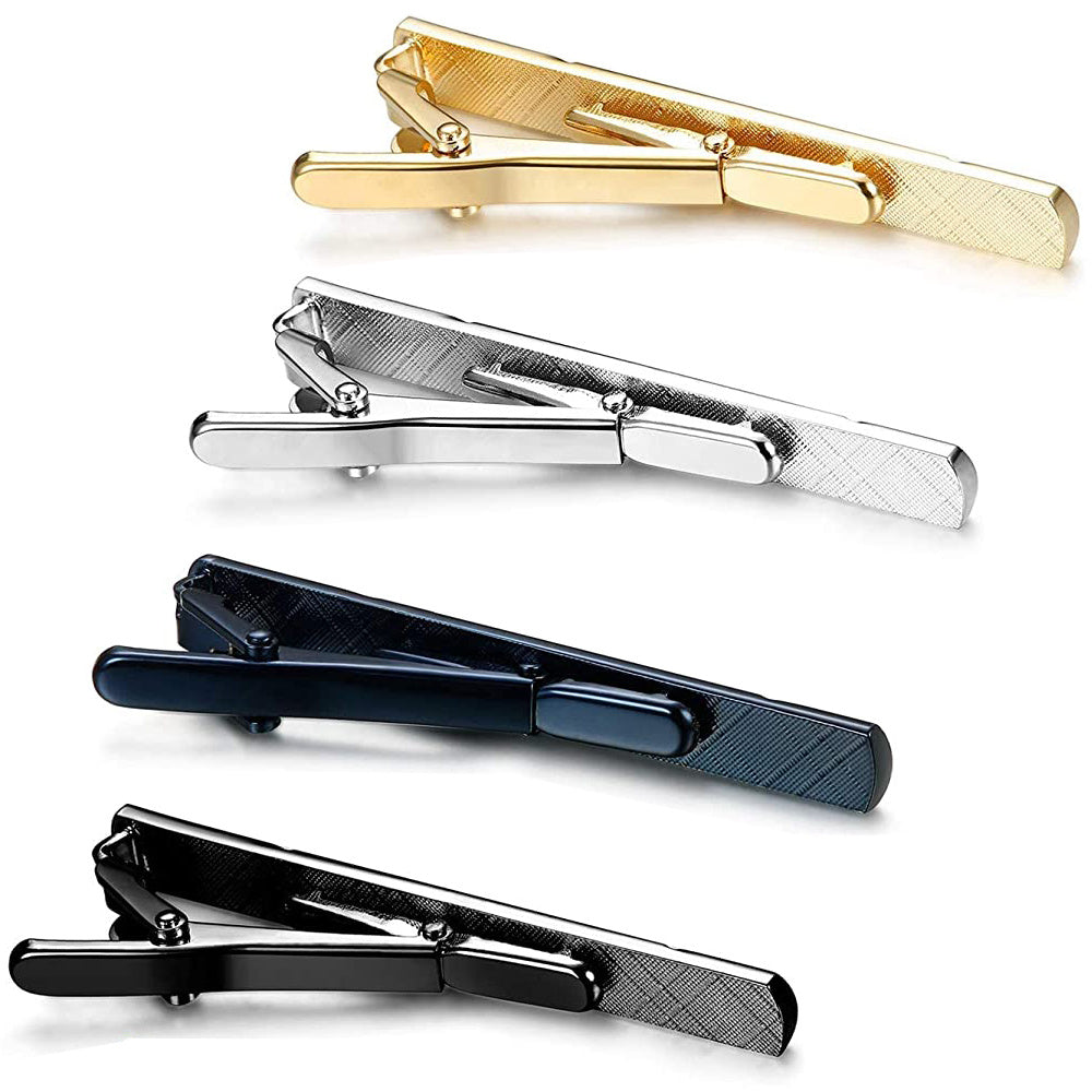4pcs Men's Solid Tie Clips Set