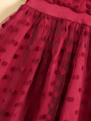 Toddler Girls Mesh Ruffled Dress with Polka Dot Graphic
