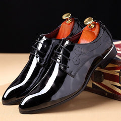 Men Brogue Pointed Toe Oxford Shoes Slip On Dress Wedding Business Office