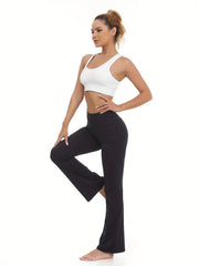 Women's Soft Bootcut Pants Tummy Control High Waist Flare Pants