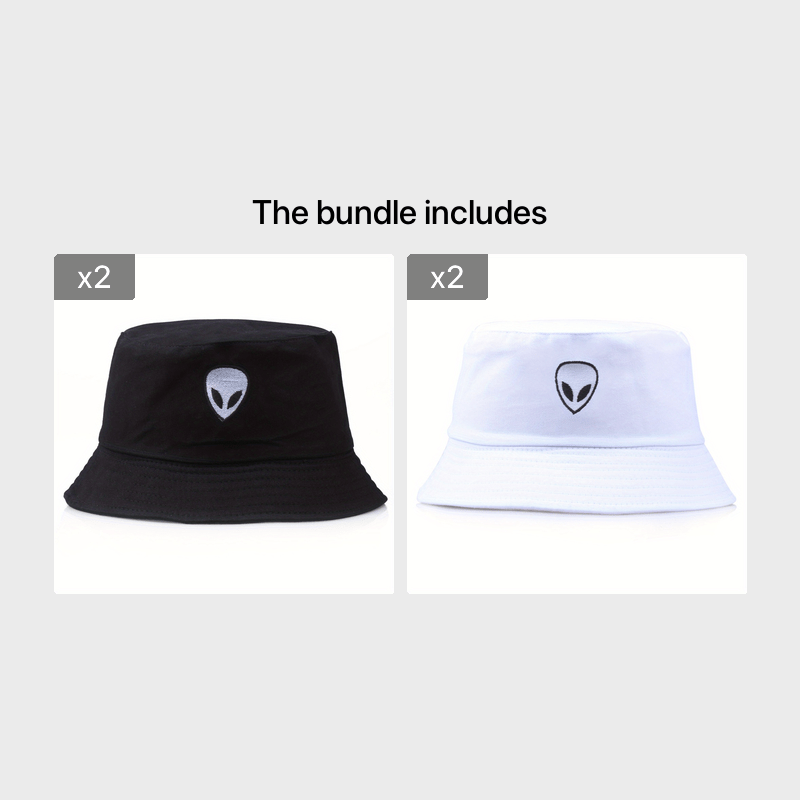 Alien Embroidery Bucket Hat Men Women Hip Hop Street Dance Sun Hat