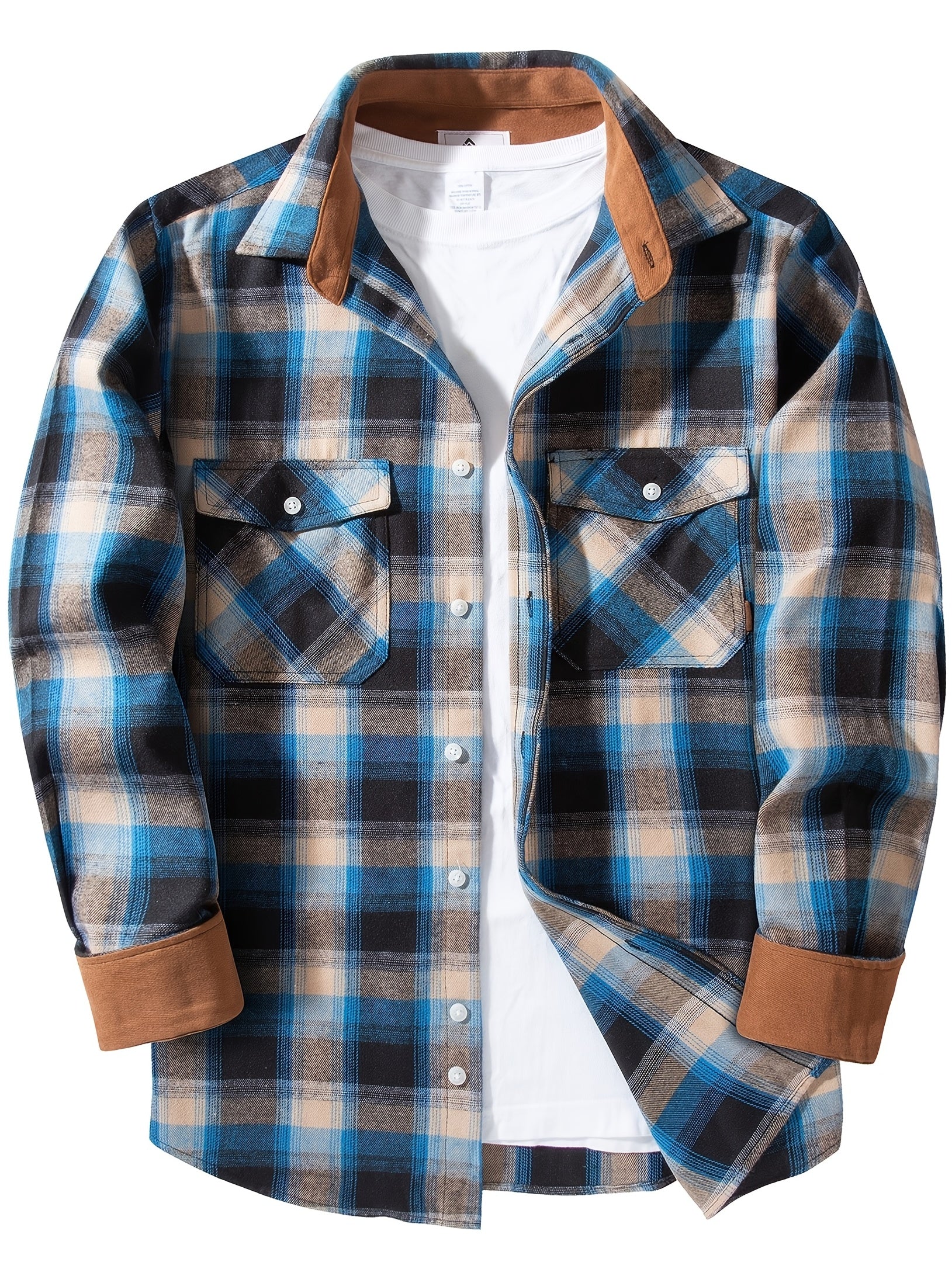 Men's Flannel Plaid Shirt Retro Button Down Long Sleeve